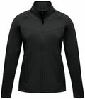 The RG151 by Regatta Professional is a black zip-up jacket featuring long sleeves and a high collar.