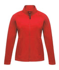 A Regatta Professional RG151 jacket in red featuring a high collar, zip-up front, and front pockets displayed on a white background.