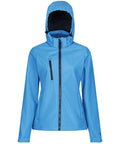 The RG153 jacket by Regatta Professional features a blue design with a front zipper and zipper pockets, showcased against a plain white background.