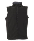 RG154 by Regatta Professional is a black sleeveless vest featuring a zip-up front, high collar, and convenient side pockets.