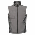 Regatta Professional's RG164 is a gray sleeveless jacket that features a front zipper, two zippered pockets, and a chest pocket.