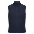 The product RG182 from Regatta Professional is a navy blue fleece vest featuring a full front zipper and two side pockets.