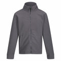 Introducing the RG188 from Regatta Professional: a sleek gray jacket featuring a full front zipper and a stylish stand-up collar. This long-sleeved design offers simplicity and comfort, making it perfect for casual wear.
