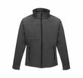 Introducing the RG194 jacket from Regatta Professional: a sleek, modern design in black, featuring a high collar, full-length zipper, and two side pockets for convenience. Enjoy the smooth texture of this expertly crafted outerwear.