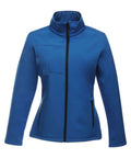 Introducing the RG195 by Regatta Professional: a sleek blue jacket with a high collar and black zipper. It features two zippered side pockets and a small chest pocket, combining simplicity with functionality.