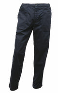 A pair of black RG232 pants from Regatta Professional displayed on a plain white background, featuring side pockets and a button at the waistband.