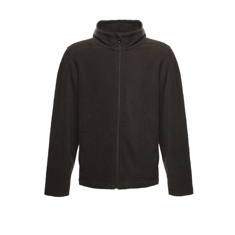 Regatta Junior's RG248 is a black fleece jacket featuring a high collar and front zipper.