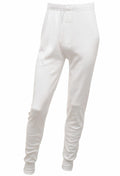 Regatta Professional's RG290 white long johns, featuring an elastic waistband and cuffs, are displayed against a plain background.