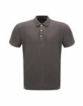 The Regatta Professional RG300 is a plain, dark gray polo shirt featuring short sleeves and three buttons on the placket, shown against a white background.
