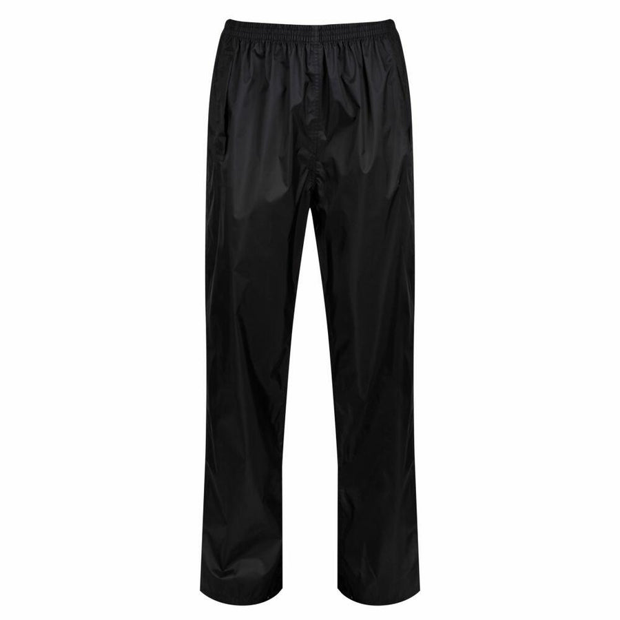 RG315 rain pants by Regatta Professional feature an elastic waistband and a straight leg design in black.