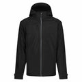The RG320 jacket by Regatta Professional is shown against a plain white background, featuring a black color with a front zipper, chest pocket, and adjustable cuffs.