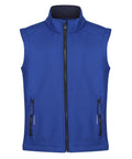 The Gilets & Body Warmers is a sleeveless blue waistcoat featuring a high collar, front zip fastening, and two side zipped pockets, made from smooth synthetic fabric.