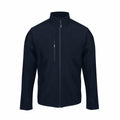 Displayed on a white background is the RG350, a black zip-up jacket from Regatta Honestly Made, featuring a high collar and a zippered chest pocket.
