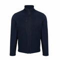 The RG352 by Regatta Honestly Made is a black fleece jacket with a high collar and front zipper, equipped with a zipped chest pocket and two side pockets.