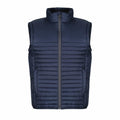 Regatta Honestly Made RG357 vest in navy blue, featuring a quilted design with a zipper closure and high collar.