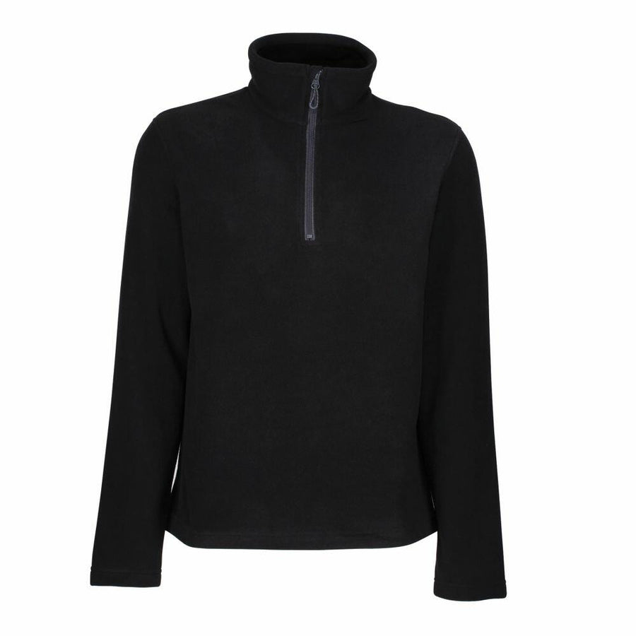 Regatta Honestly Made's RG362 black fleece pullover features a zippered high collar.
