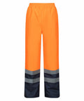 Regatta High Visibility's RG468 pants come in orange and feature reflective stripes near the bottom for increased safety.