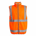 Regatta High Visibility's RG472 is a bright orange safety vest featuring gray reflective stripes and a convenient front zipper.