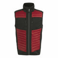 The RG542 by Regatta Professional is a high-collar, sleeveless vest featuring a black and red design with a front zipper closure.