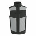 Introducing the Regatta Professional RG543, a stylish black and gray sleeveless vest featuring a high collar and multiple zippered front pockets.