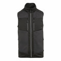 The RG544 by Regatta Professional is a sleeveless vest in black and gray, featuring zippered pockets and a high collar, showcased against a white background.