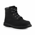 Introducing the RG571 by Regatta Safety Footwear: This black work boot features silver eyelets, a thick sole, and an ankle-high design.