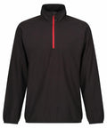 Regatta Professional's RG582 is a black pullover jacket featuring a high collar and a red zipper down the front.