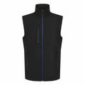 The RG595 by Regatta Professional is a dark gray sleeveless vest that includes a high collar, front zipper, and three zippered pockets.