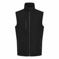 The RG595, a black zip-up vest from Regatta Professional, features a high collar and three zippered pockets—two on the sides and one on the chest—and is displayed against a white background.