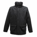 Regatta Professional's RG603 features a black design with a hood, front zipper, and two spacious front pockets.