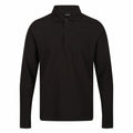 A black RG615 long-sleeve polo shirt from Regatta Professional, featuring a collar and three buttons.