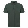 The product is a dark green RG616 short-sleeve polo shirt by Regatta Professional, featuring a collar and three buttons.