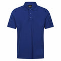 Introducing the Regatta Professional RG616, a classic fit polo shirt in plain blue. It features short sleeves, a collar, and three buttons on the front for a timeless look.