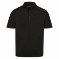 Regatta Professional's RG617 is a black polo shirt featuring short sleeves, a collar, and three buttons on the front.