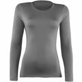 Front view of the Rhino RH003, a plain gray long-sleeve crewneck shirt.