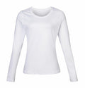Rhino RH003 white long-sleeve shirt with a round neck on a plain background.