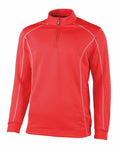 Introducing the RH004 by Rhino: a red long-sleeve pullover featuring a quarter zip and light gray stitching accents.