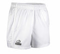 White athletic shorts from the Rhino brand, known as product RH015, with an elastic waistband and a small "RHINO" logo on the front left leg.