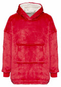Introducing the Ribbon RI003, a sumptuous, oversized red hoodie featuring a spacious front pocket and a hood luxuriously lined with white sherpa fabric. Crafted from soft and comfortable material, it promises to be your go-to choice for cozy leisurewear.