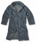 The Ribbon RI017 is a plush, long gray robe featuring two front pockets and an open front design, displayed laid flat on a white background.
