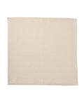 A plain rectangular beige towel is laid flat on a white background. Its edges are hemmed, with no visible patterns or designs.