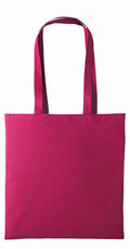 A vibrant pink tote bag, the RL100 by Nutshell, featuring long handles and a simple, design-free style set against a white background.