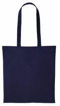 A Nutshell RL100 tote bag in plain navy blue with long handles, presented against a white background.