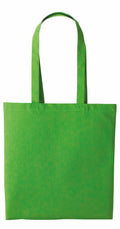 A vibrant bright green RL100 tote bag by Nutshell, featuring two long handles and a minimalistic design that emphasizes its solid color and structure, set against a white background.