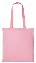 The Nutshell RL100, a plain pink tote bag featuring long handles, is showcased against a white background.