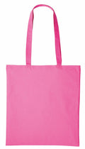 A Nutshell RL100 tote bag, featuring a vibrant pink color and long handles, crafted from fabric material, set against a plain white background.