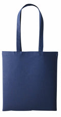 Introducing the RL100 by Nutshell, a plain navy blue tote bag equipped with two long handles, perfect for carrying items, set against a white backdrop.