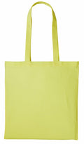The Nutshell RL100 is a plain light green tote bag featuring long handles. With its simple, unadorned design, this bag is perfect for casual outings or shopping. It is showcased against a white backdrop.