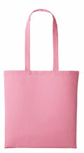 Displayed against a white background is the RL100 by Nutshell, a plain pink tote bag featuring long handles. The fabric looks soft and lightweight, making it perfect for casual use or shopping.