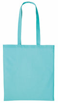 A turquoise RL100 tote bag with long handles from Nutshell, showcased on a white background.